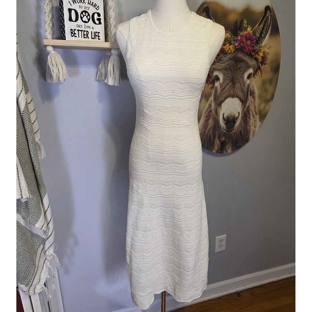 Ralph Lauren Purple Label Sleeveless Sweater Day Dress Size M White $2490